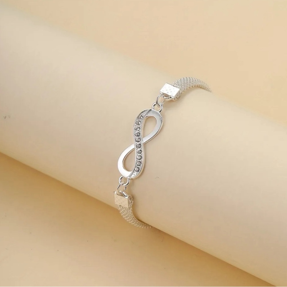 🐘 Stainless Steel Infinity Rhinestone Anklet - Picture 6 of 8